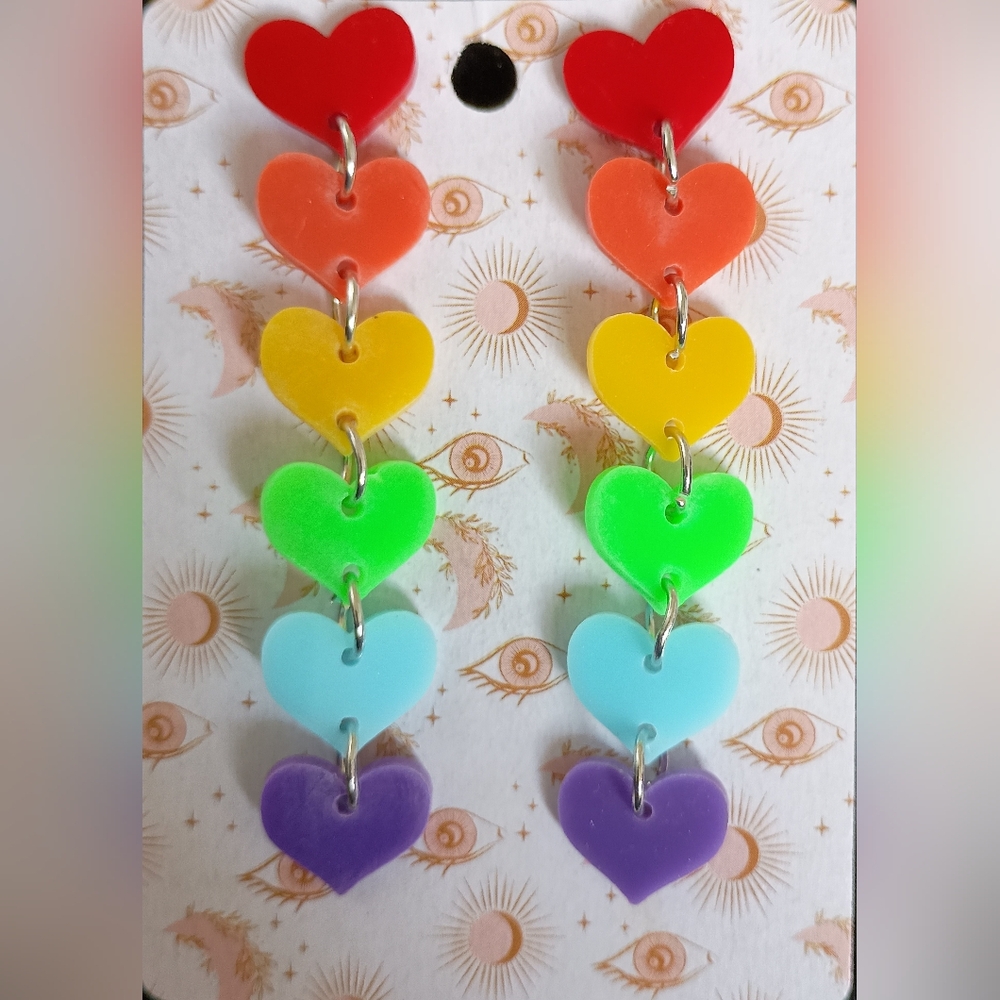 Colorful Heart Drop Earrings